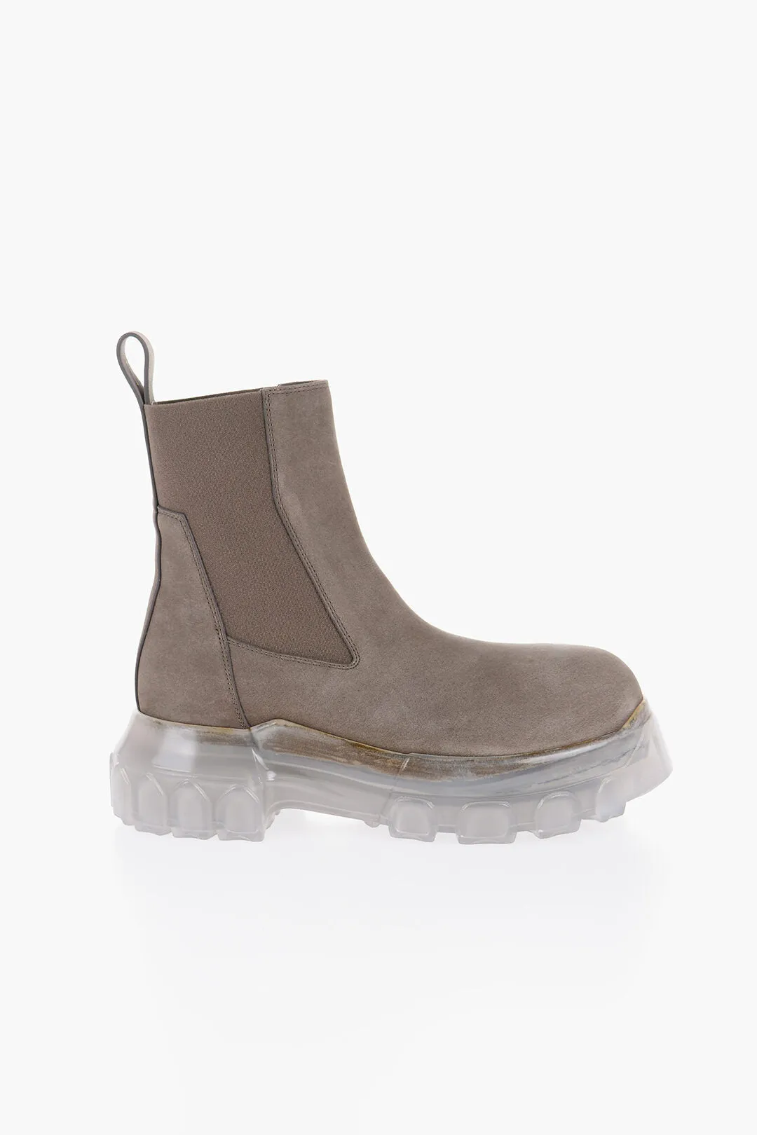 Rick Owens Leather Beatle Bozo Chelsea Boots With Rubber Sole