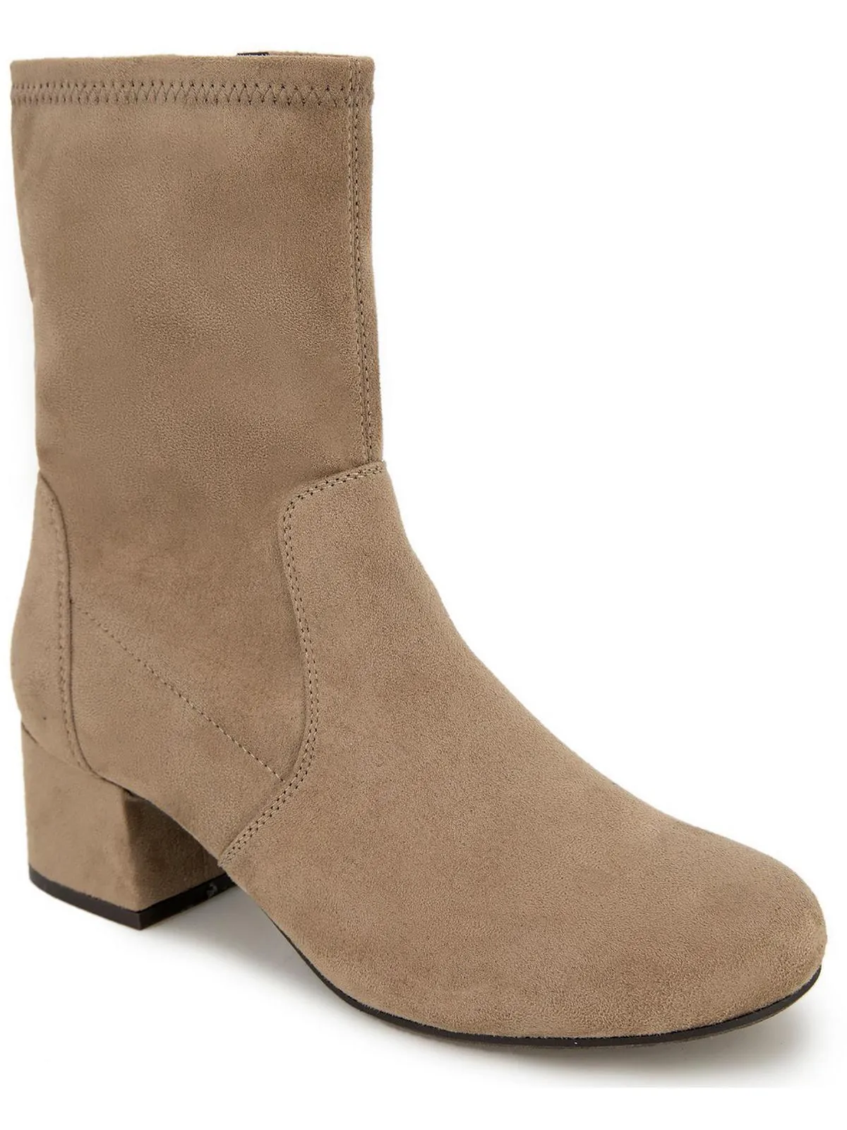 Road Stretch Womens Faux Suede Block Heel Ankle Boots