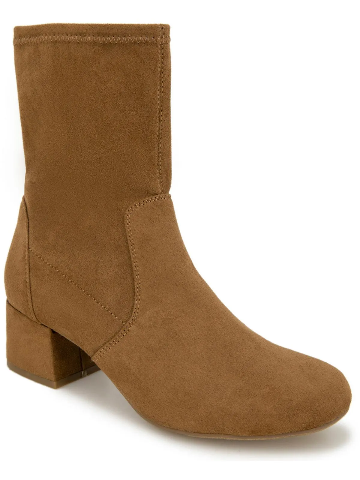 Road Stretch Womens Faux Suede Block Heel Ankle Boots