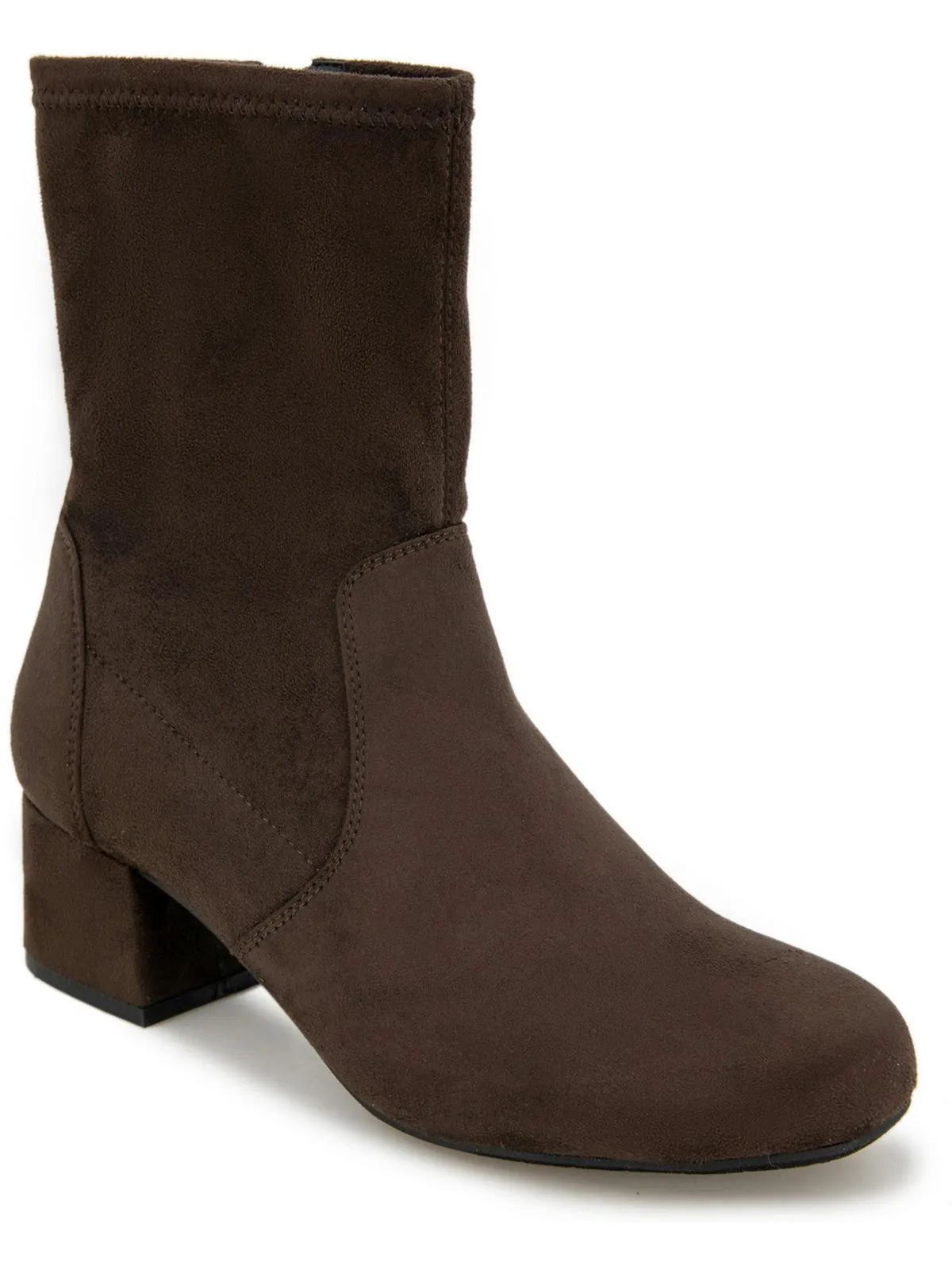 Road Stretch Womens Faux Suede Block Heel Ankle Boots
