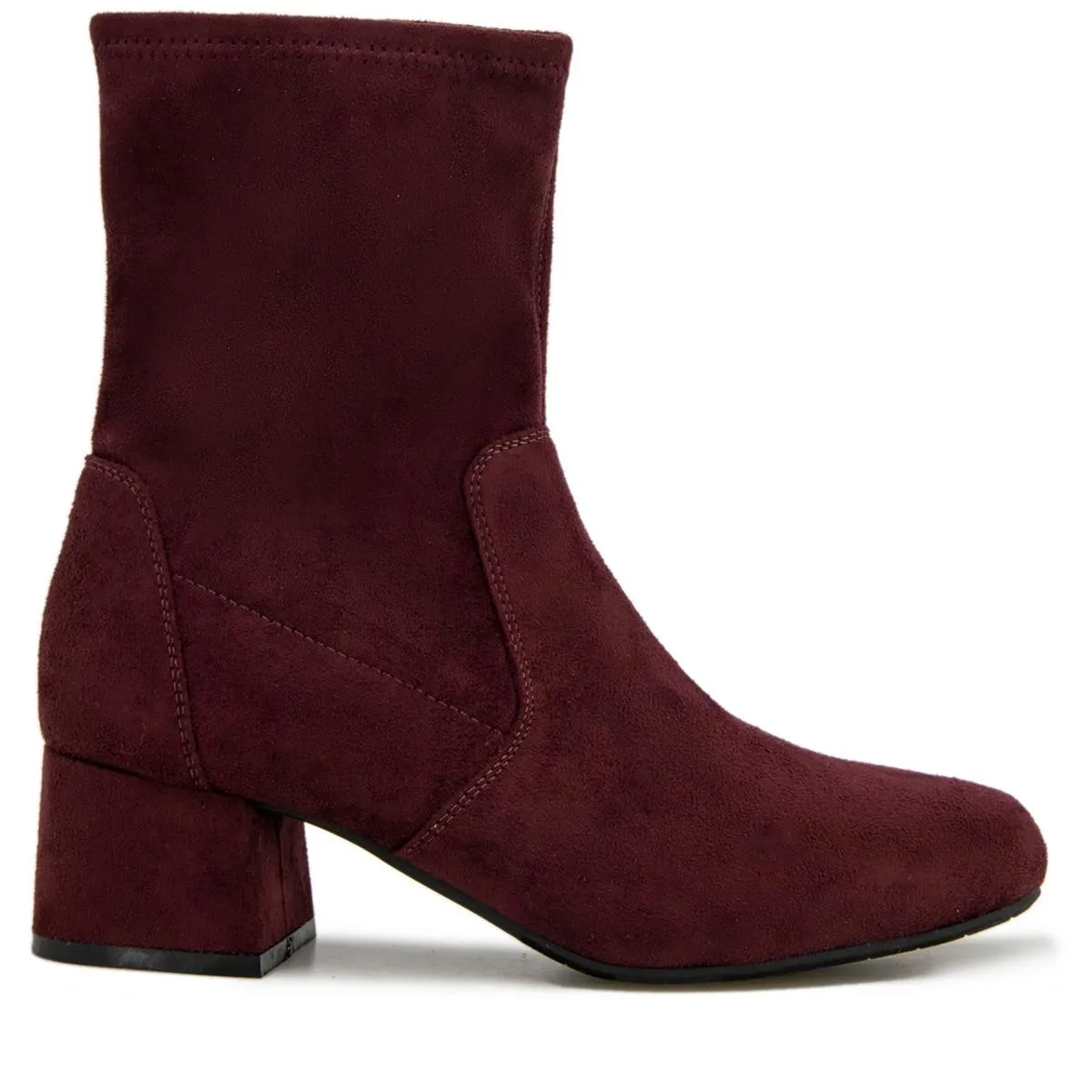 Road Stretch Womens Faux Suede Block Heel Ankle Boots