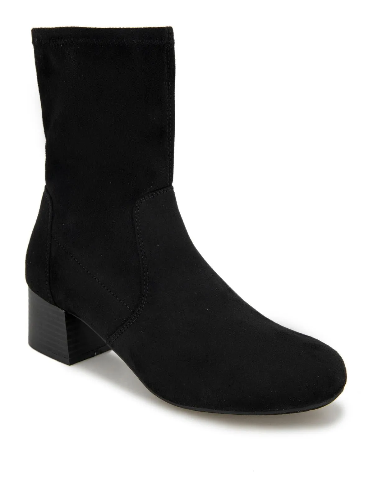 Road Stretch Womens Faux Suede Block Heel Ankle Boots