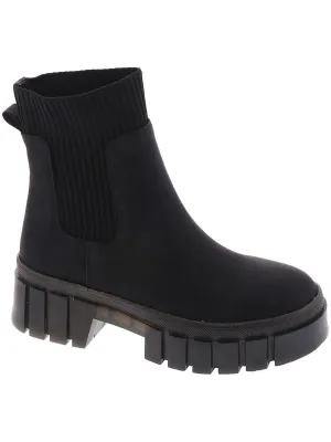 Romy  Womens Lug Sole Faux Leather Ankle Boots