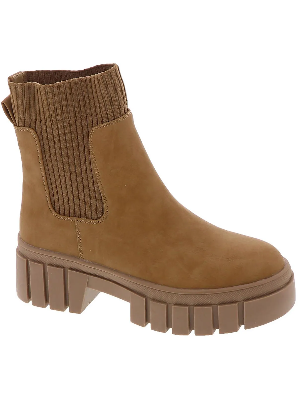 Romy  Womens Lug Sole Faux Leather Ankle Boots