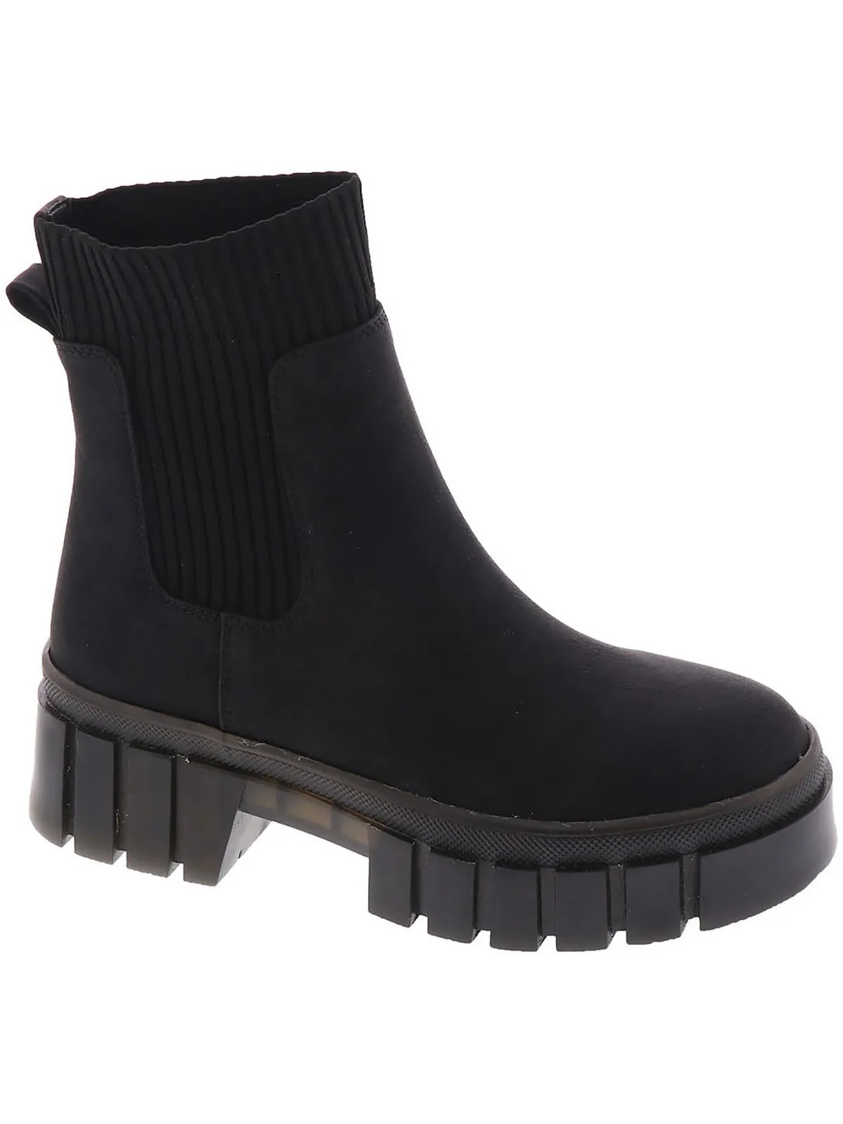 Romy  Womens Lug Sole Faux Leather Ankle Boots