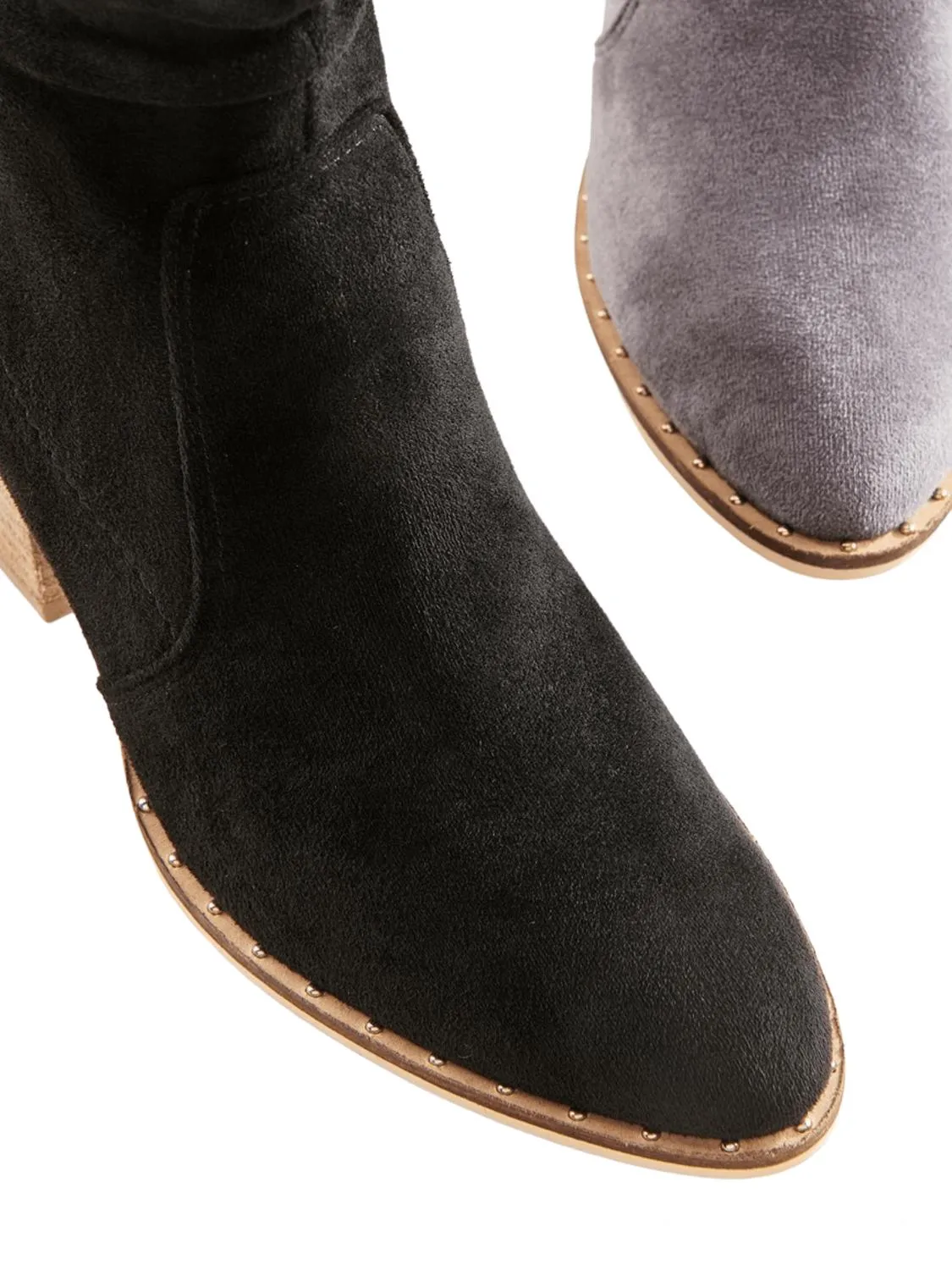 Sueded Slouch Booties In Black
