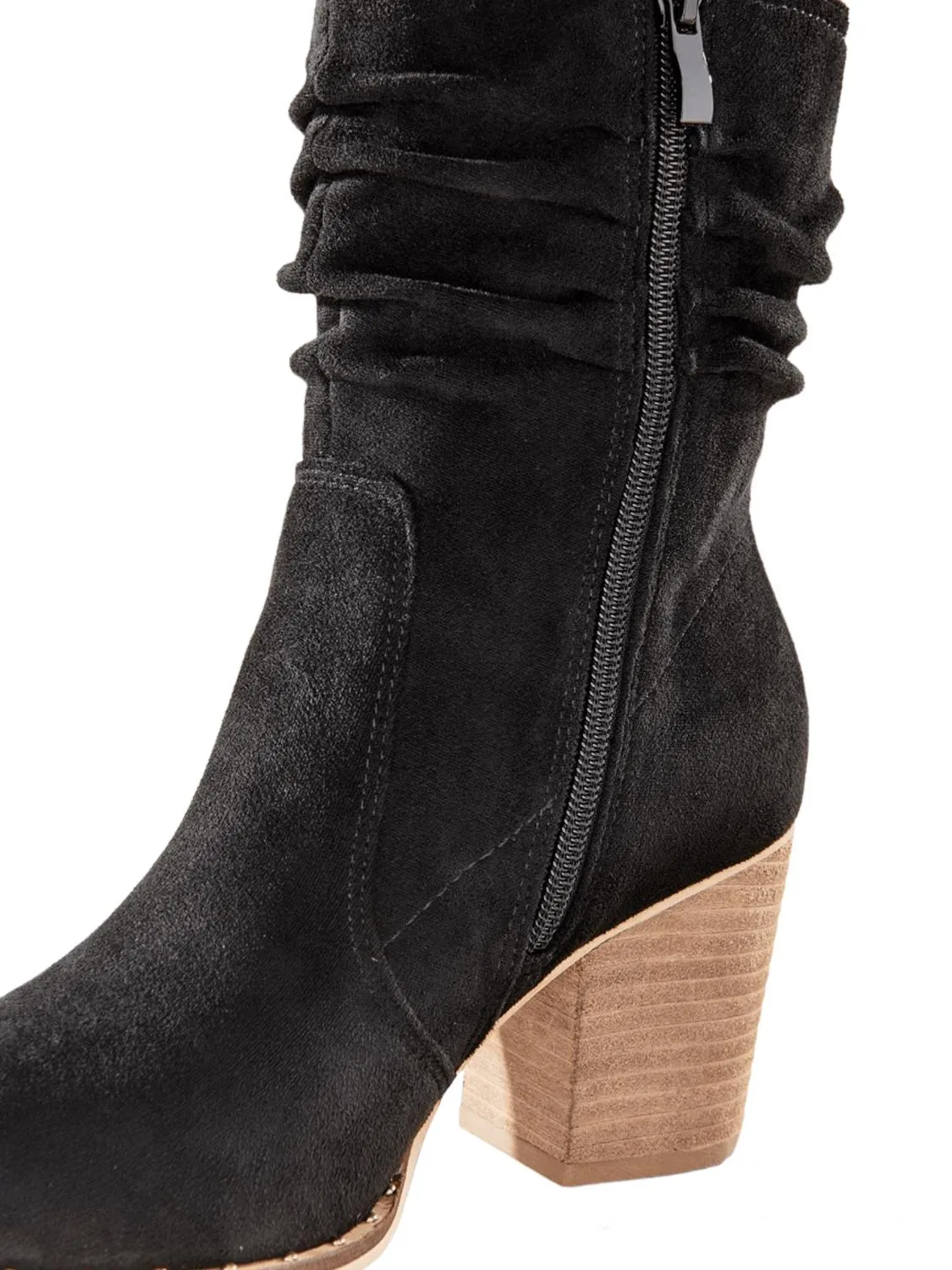 Sueded Slouch Booties In Black