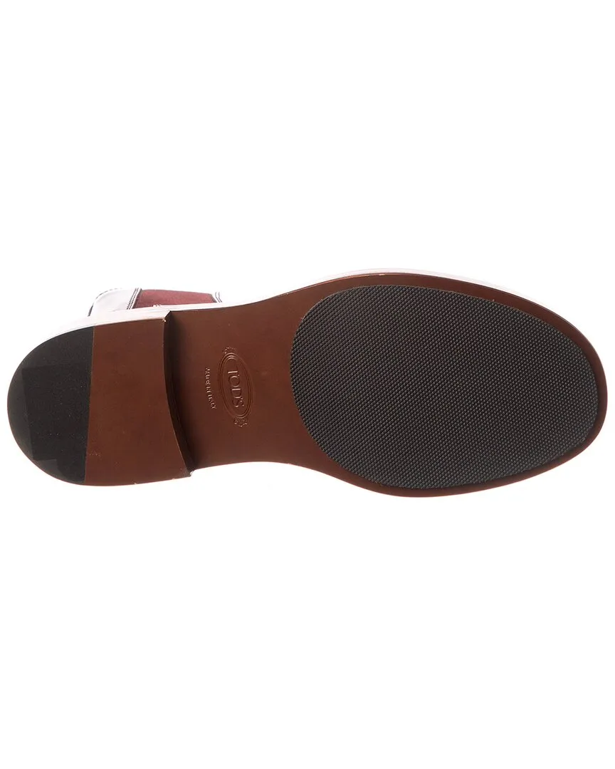 TODs Logo Leather Bootie