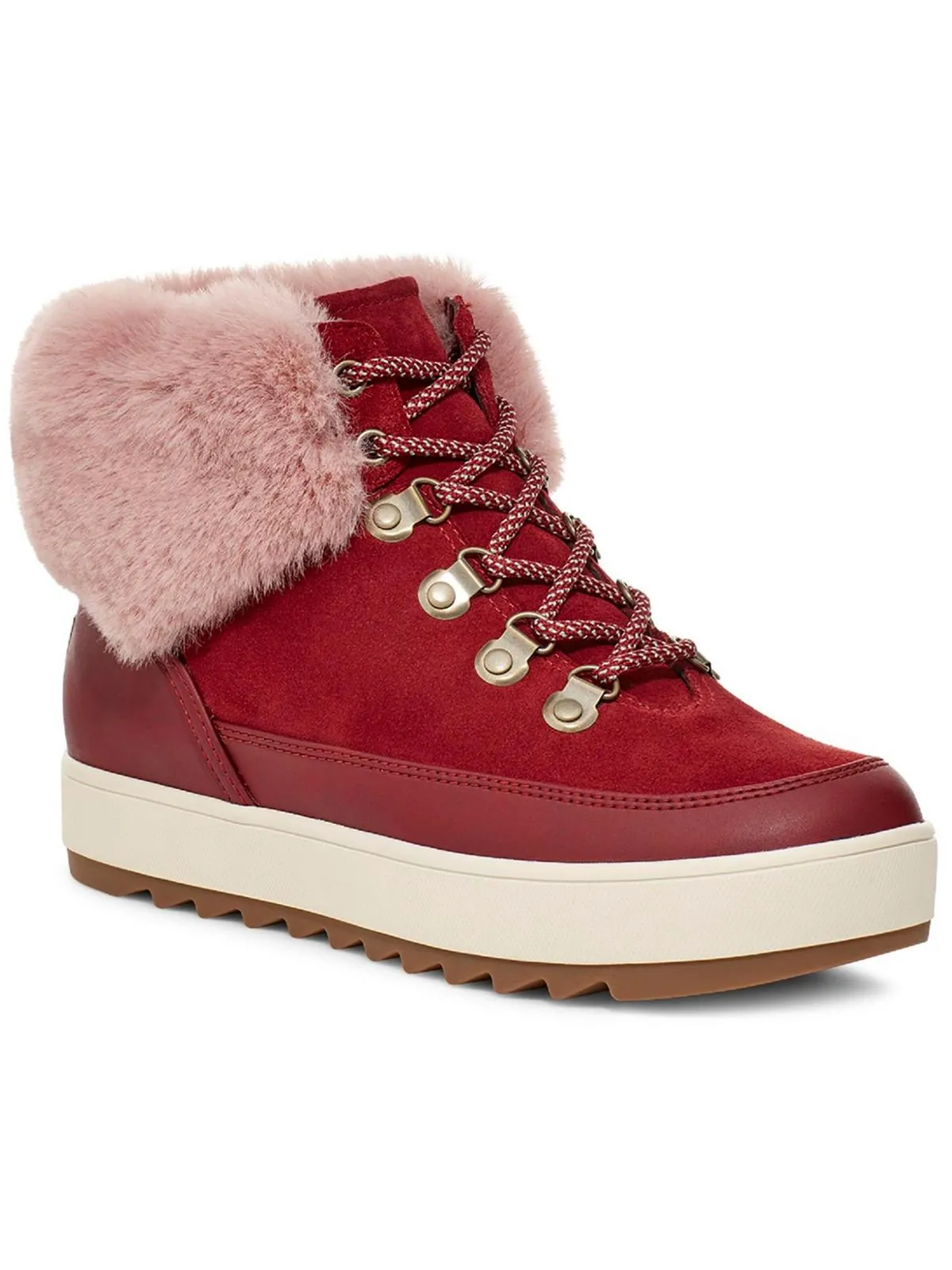 Tynlee  Womens Leather Faux Fur Ankle Boots