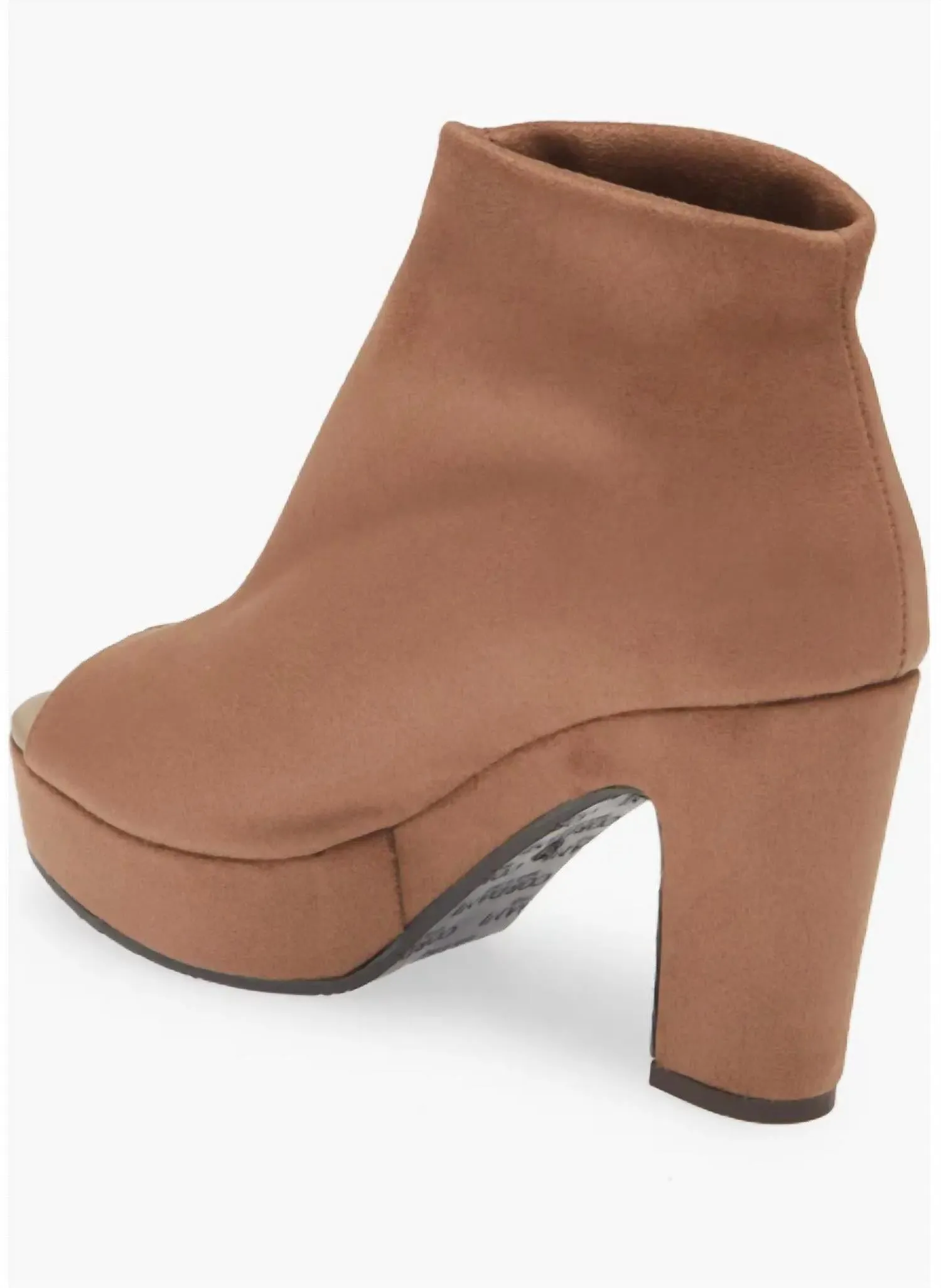 Tyra Peep Toe Platform Bootie In Natural Stretch Suede