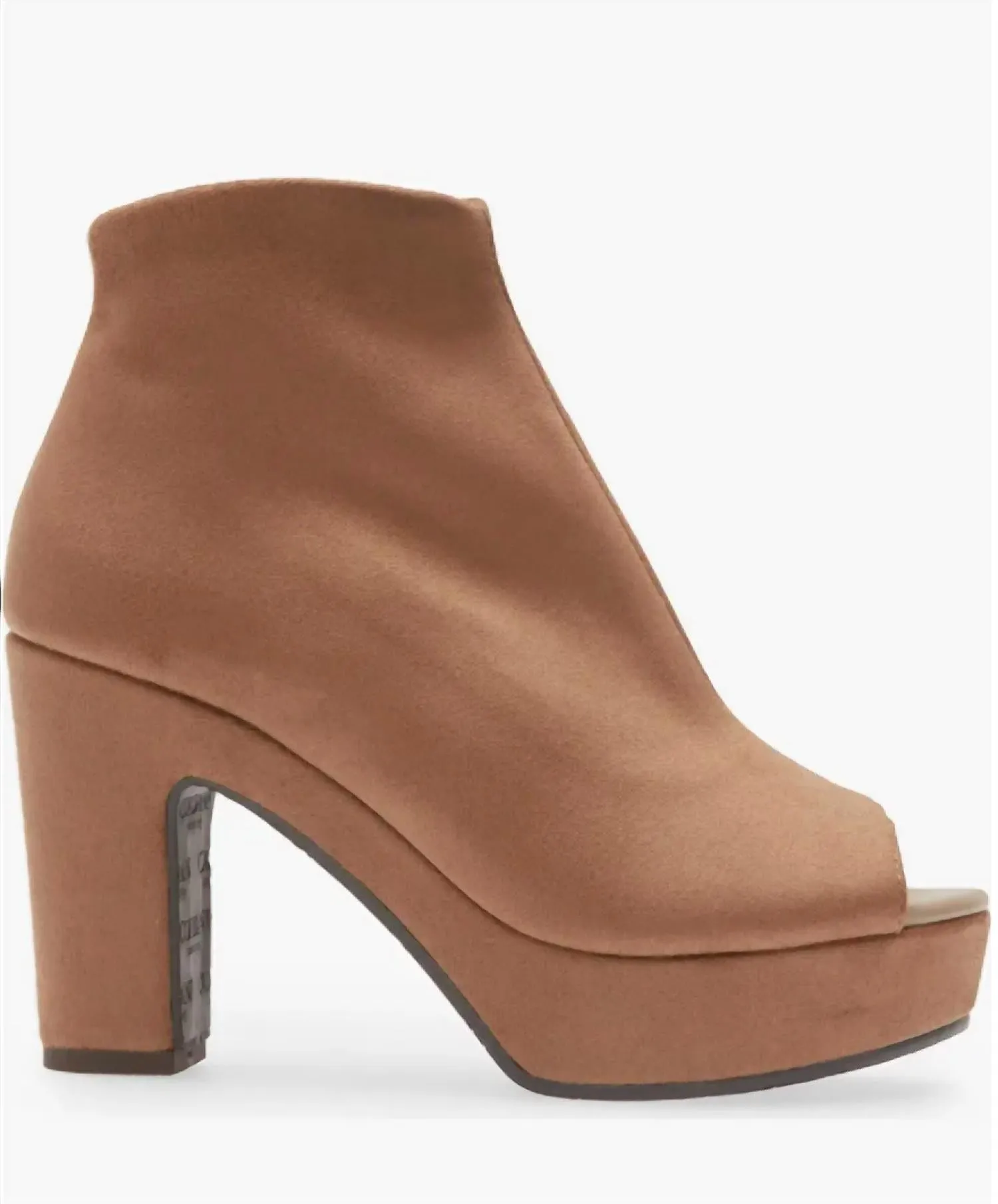 Tyra Peep Toe Platform Bootie In Natural Stretch Suede