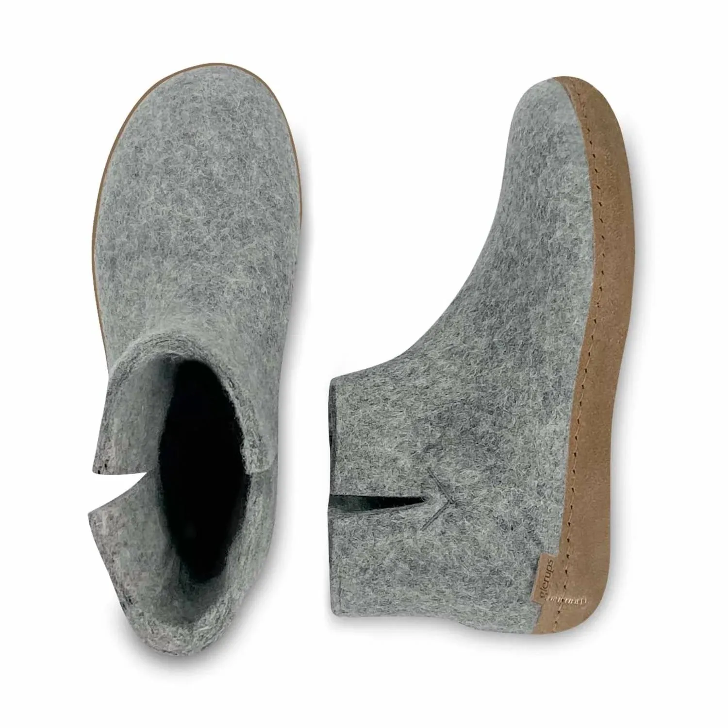 Unisex Felt Boots With Leather Sole In Grey