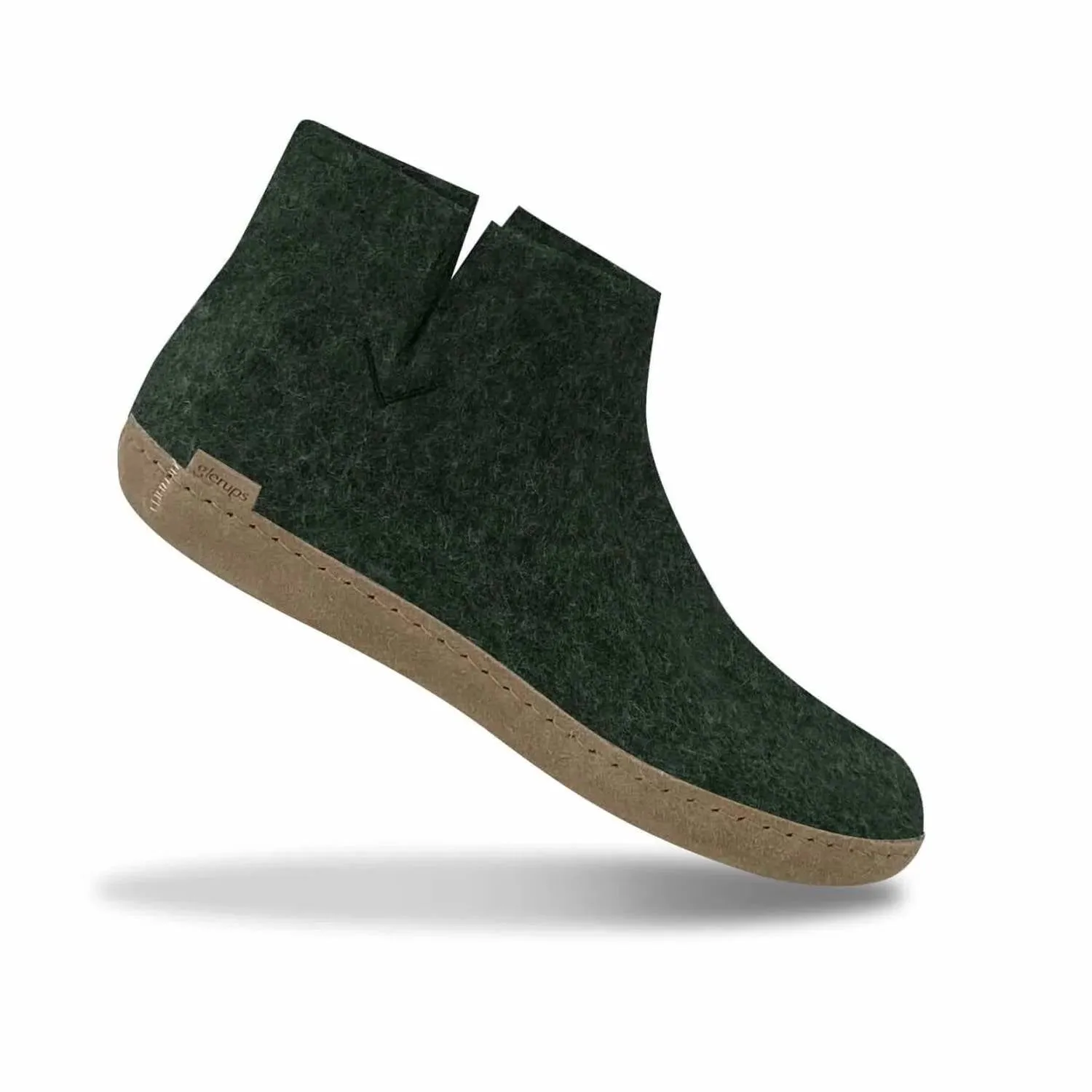 Unisex Felt Low Boots With Leather Sole In Forest