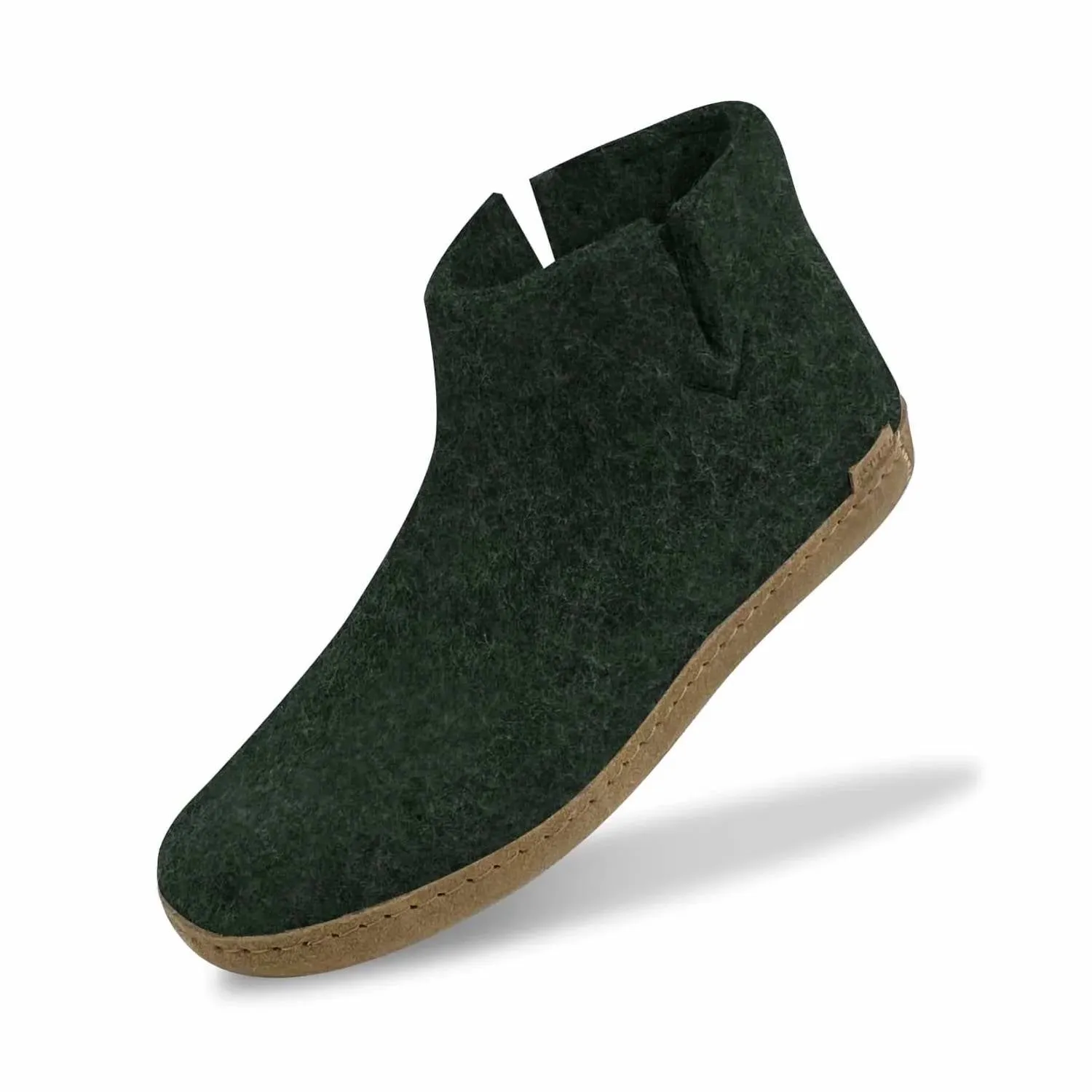 Unisex Felt Low Boots With Leather Sole In Forest