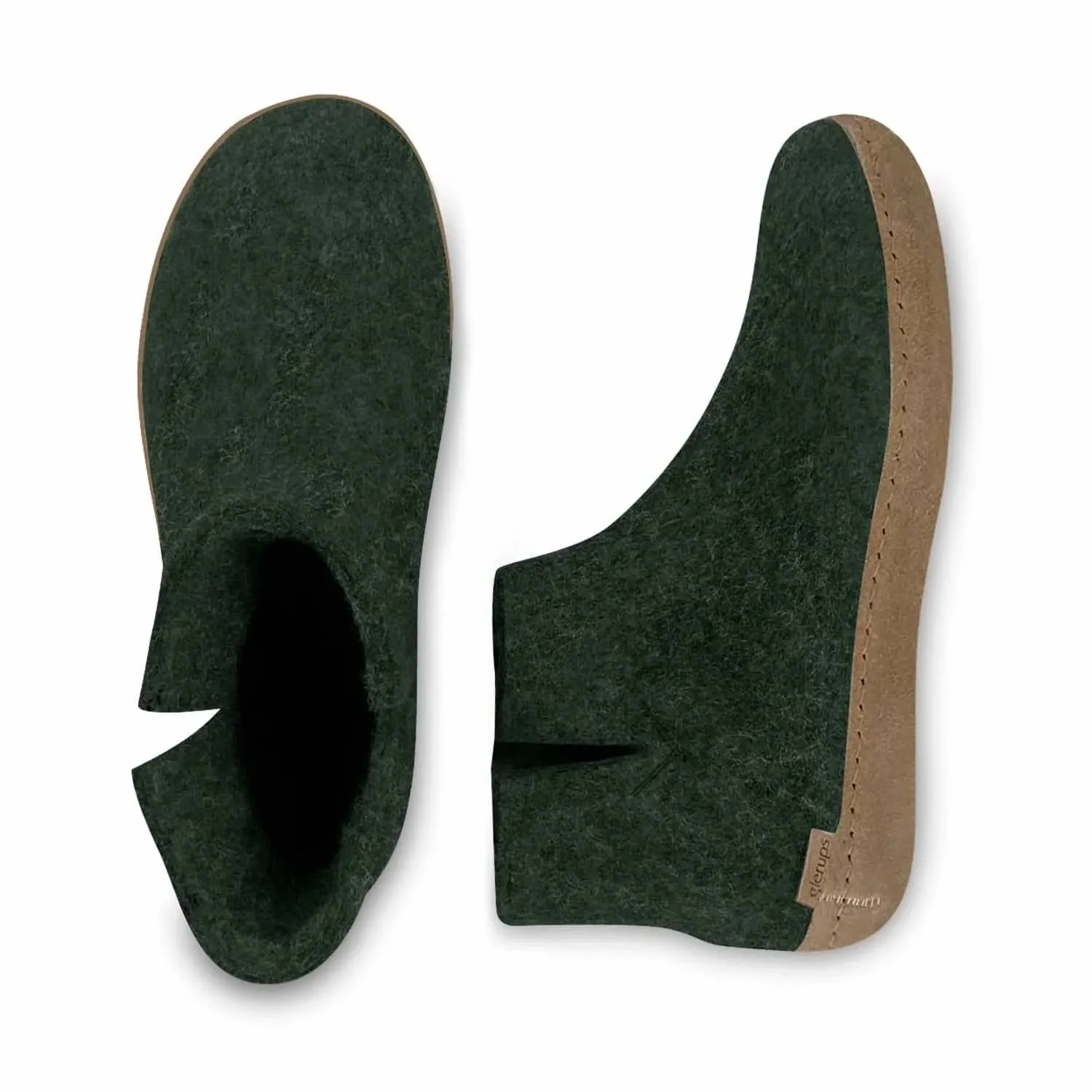 Unisex Felt Low Boots With Leather Sole In Forest