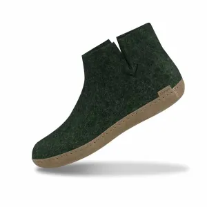 Unisex Felt Low Boots With Leather Sole In Forest