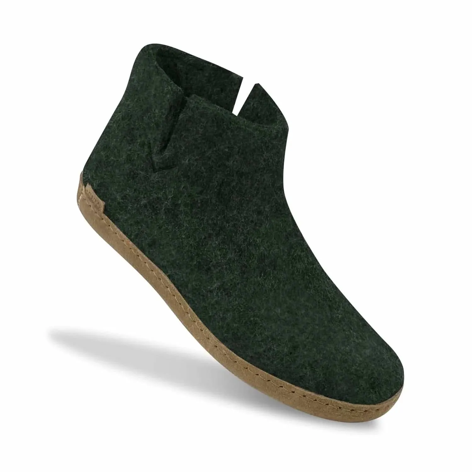 Unisex Felt Low Boots With Leather Sole In Forest
