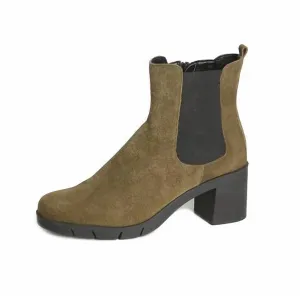 Up N Out Too Block Heel Booties In Olive