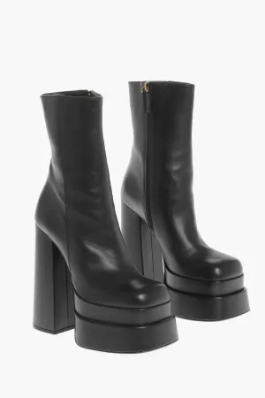 Versace Leather Hyper Platform Booties With Inner Zip 16Cm