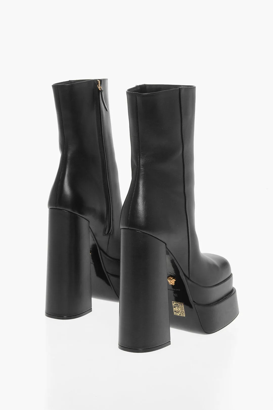 Versace Leather Hyper Platform Booties With Inner Zip 16Cm
