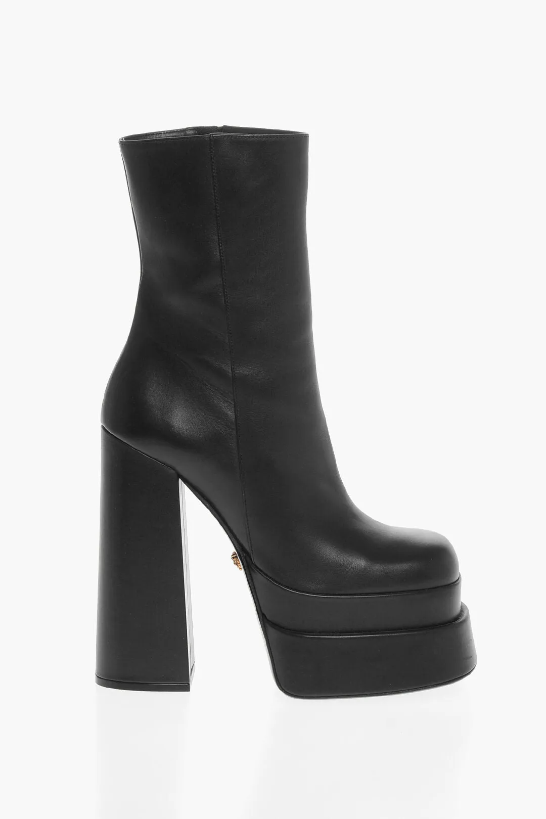 Versace Leather Hyper Platform Booties With Inner Zip 16Cm