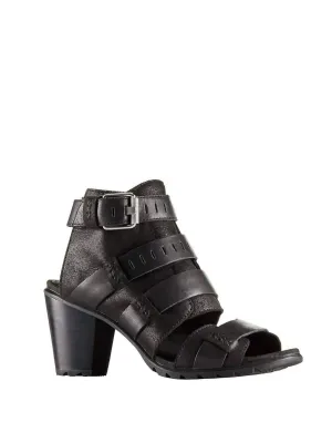 Women Nadia Buckle Leather Casual Boot In Black