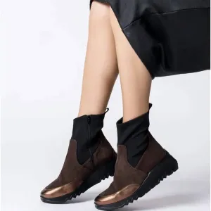Women Singapur Ankle Boots In Brown/gold/black