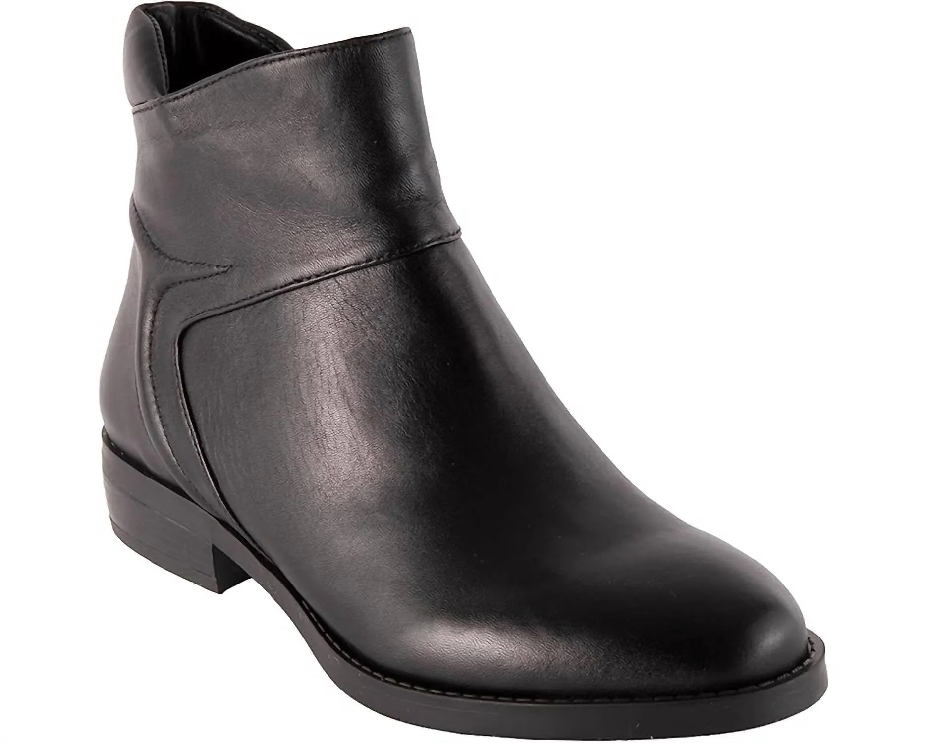 Women's Ania Leather Stacked Heel Ankle Boots In Black