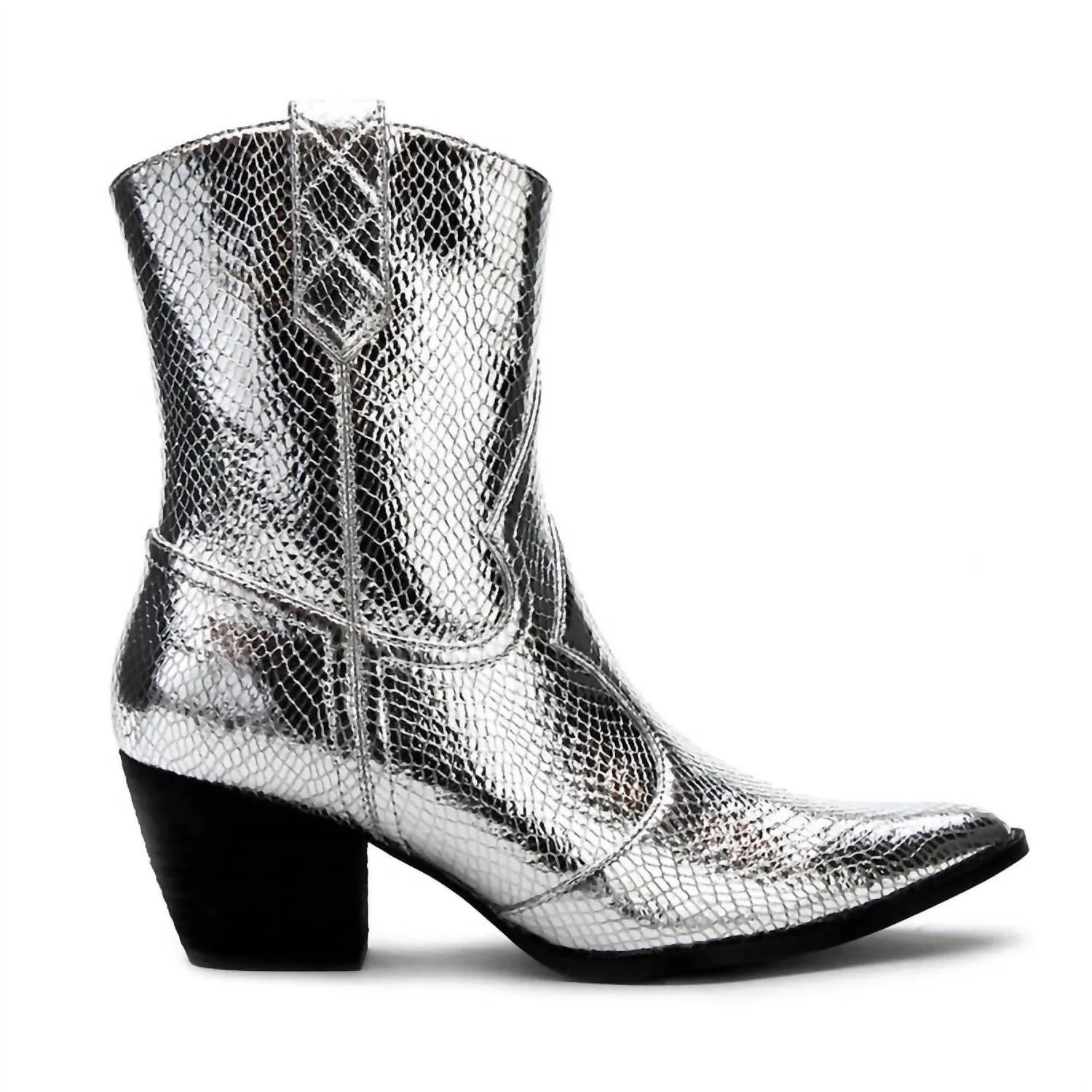 Women's Bambi Western Boots In Silver Snake