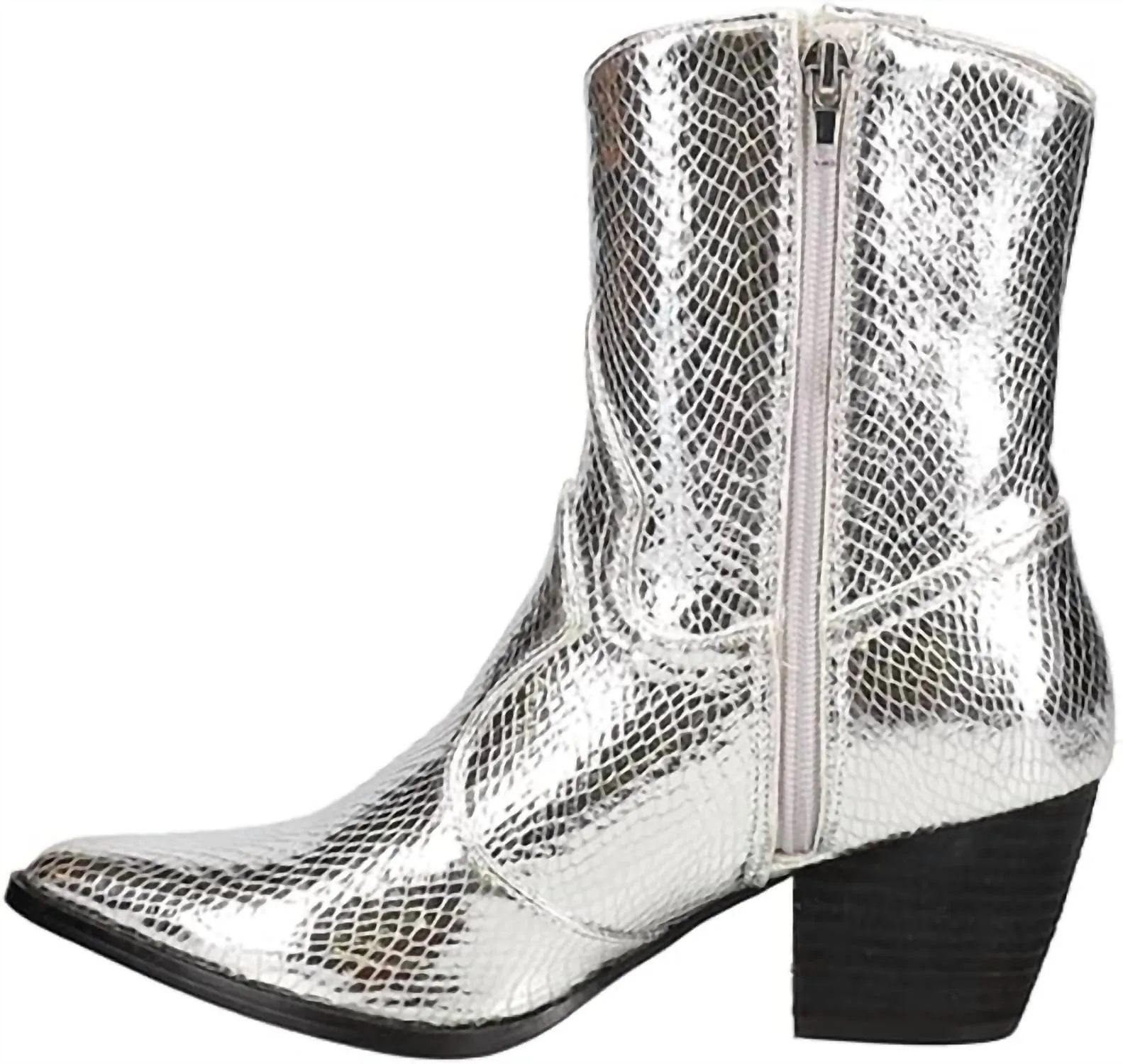 Women's Bambi Western Boots In Silver Snake