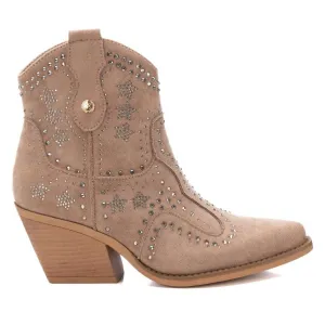 Women's Booties With Rhinestones In Beige