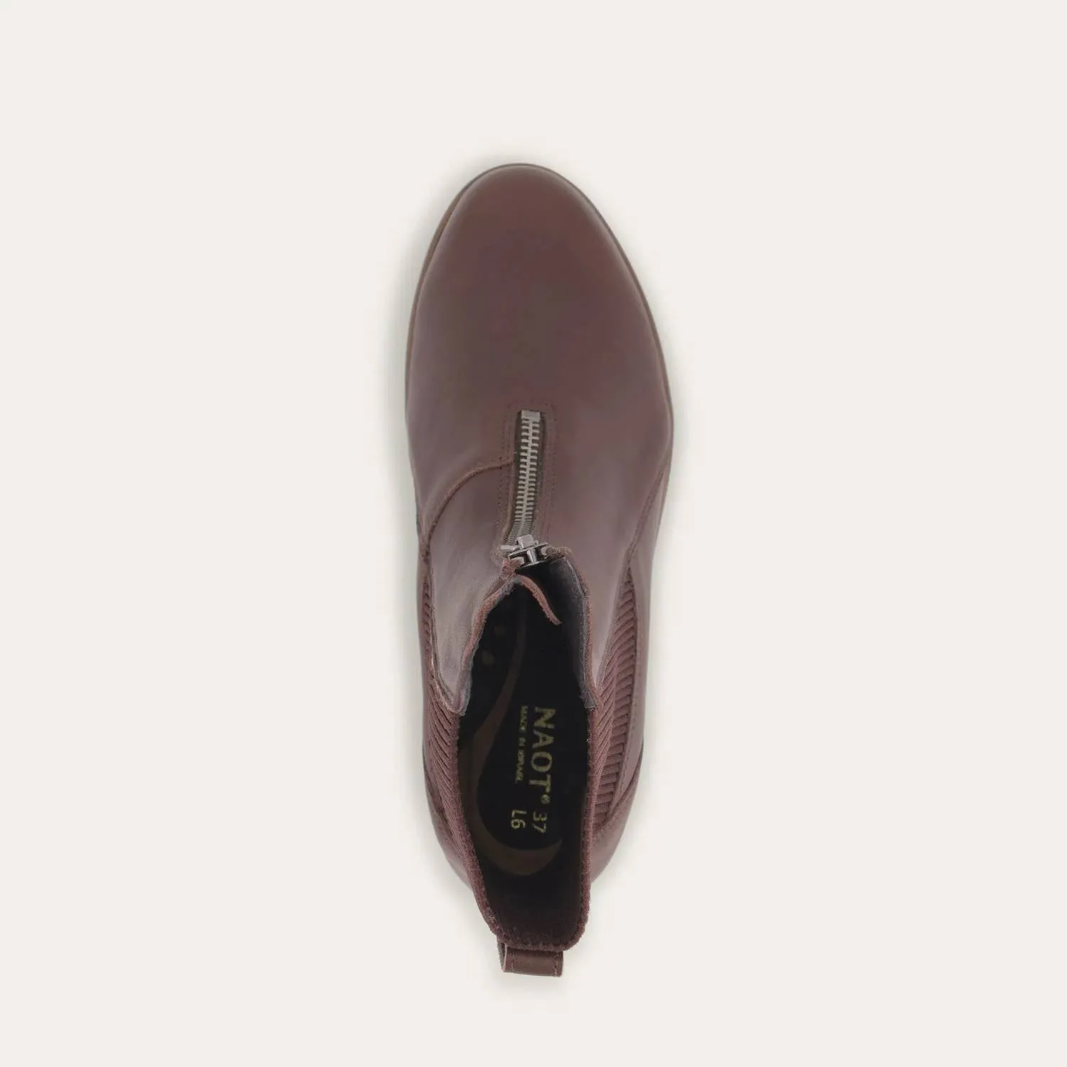 Women's Bora Front Zip Boots - Medium In Cordovan Leather