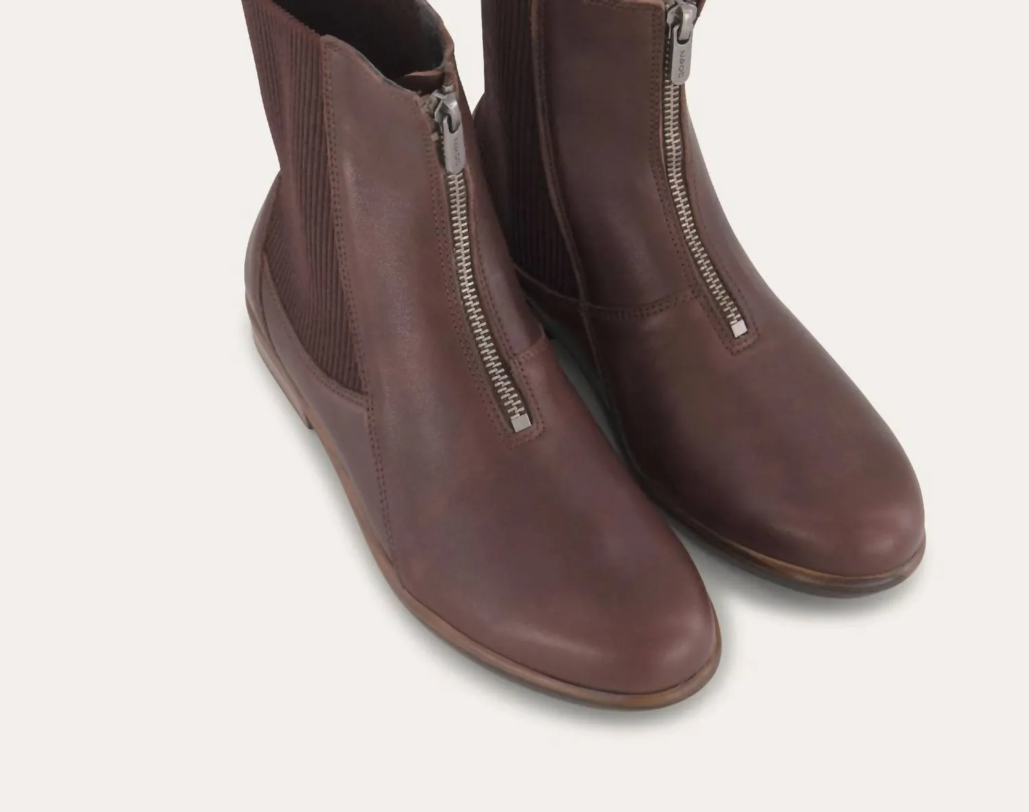 Women's Bora Front Zip Boots - Medium In Cordovan Leather