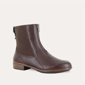 Women's Bora Front Zip Boots - Medium In Cordovan Leather