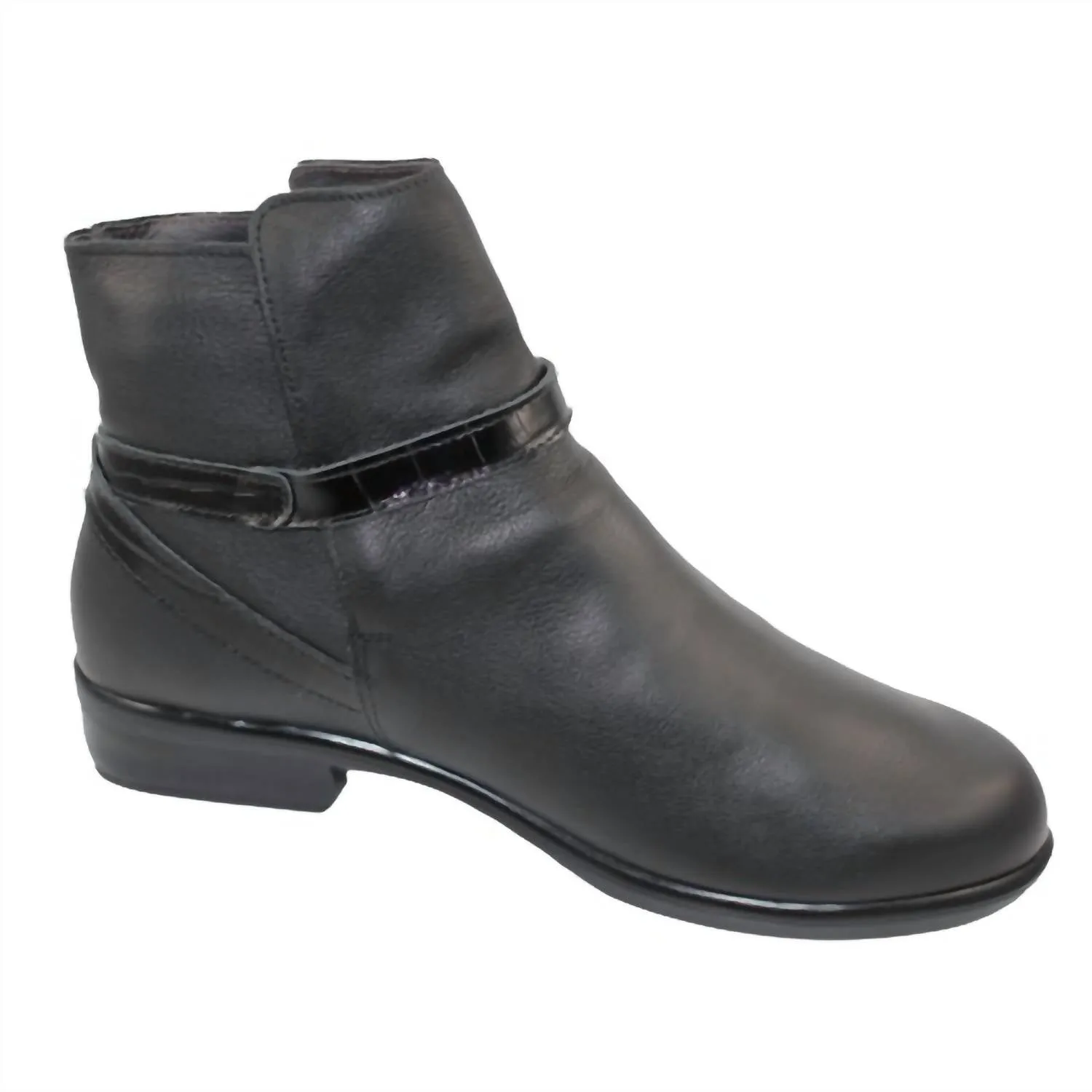 Women's Briza Ankle Boot In Black Leather/ Croc