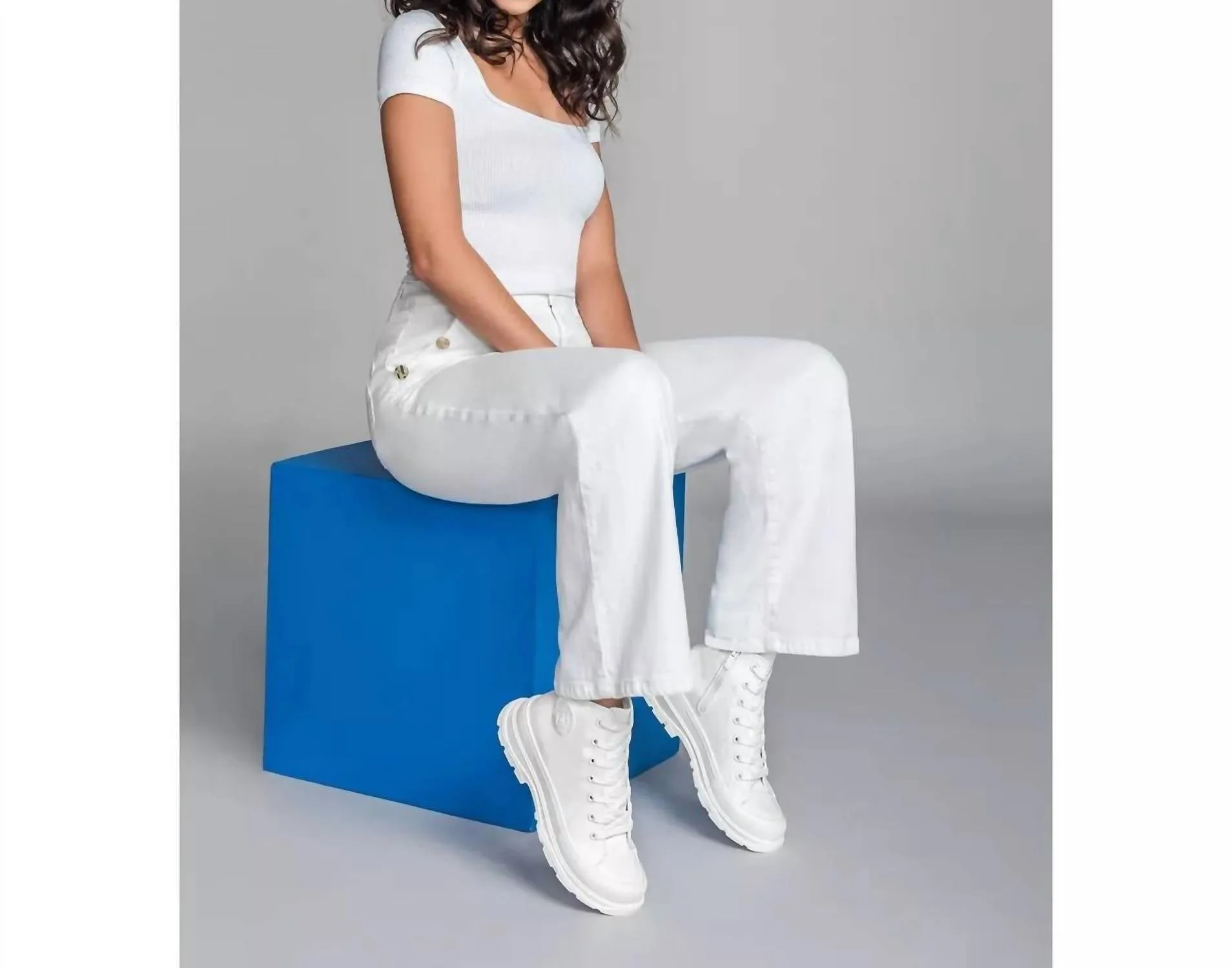 Women's Canvas Sneaker Booties With Side Zipper In White