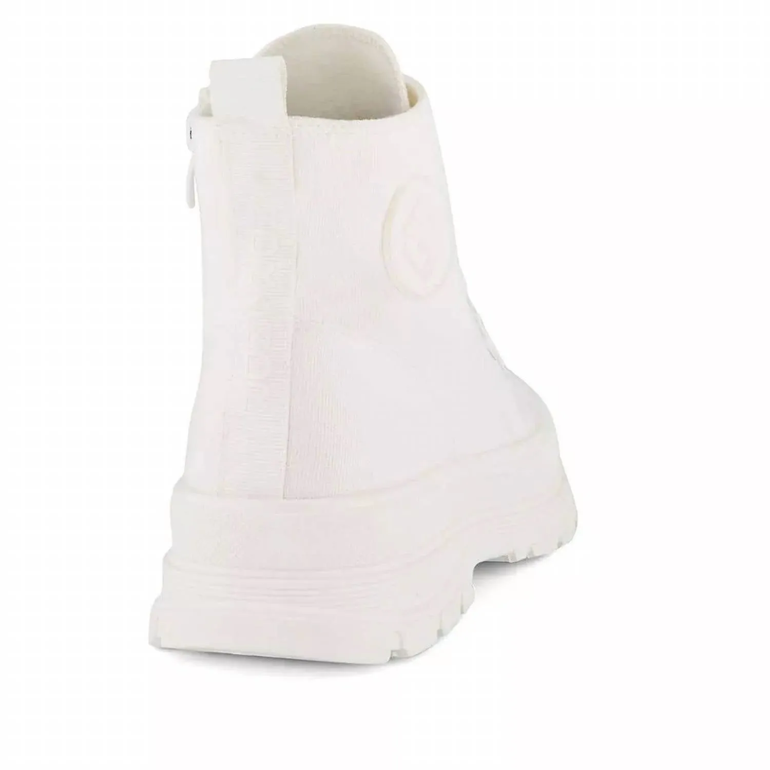 Women's Canvas Sneaker Booties With Side Zipper In White