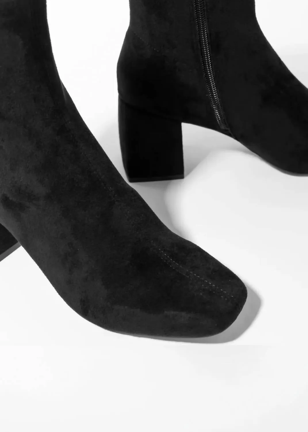 Women's Carina Heeled Ankle Boot In Black Suede