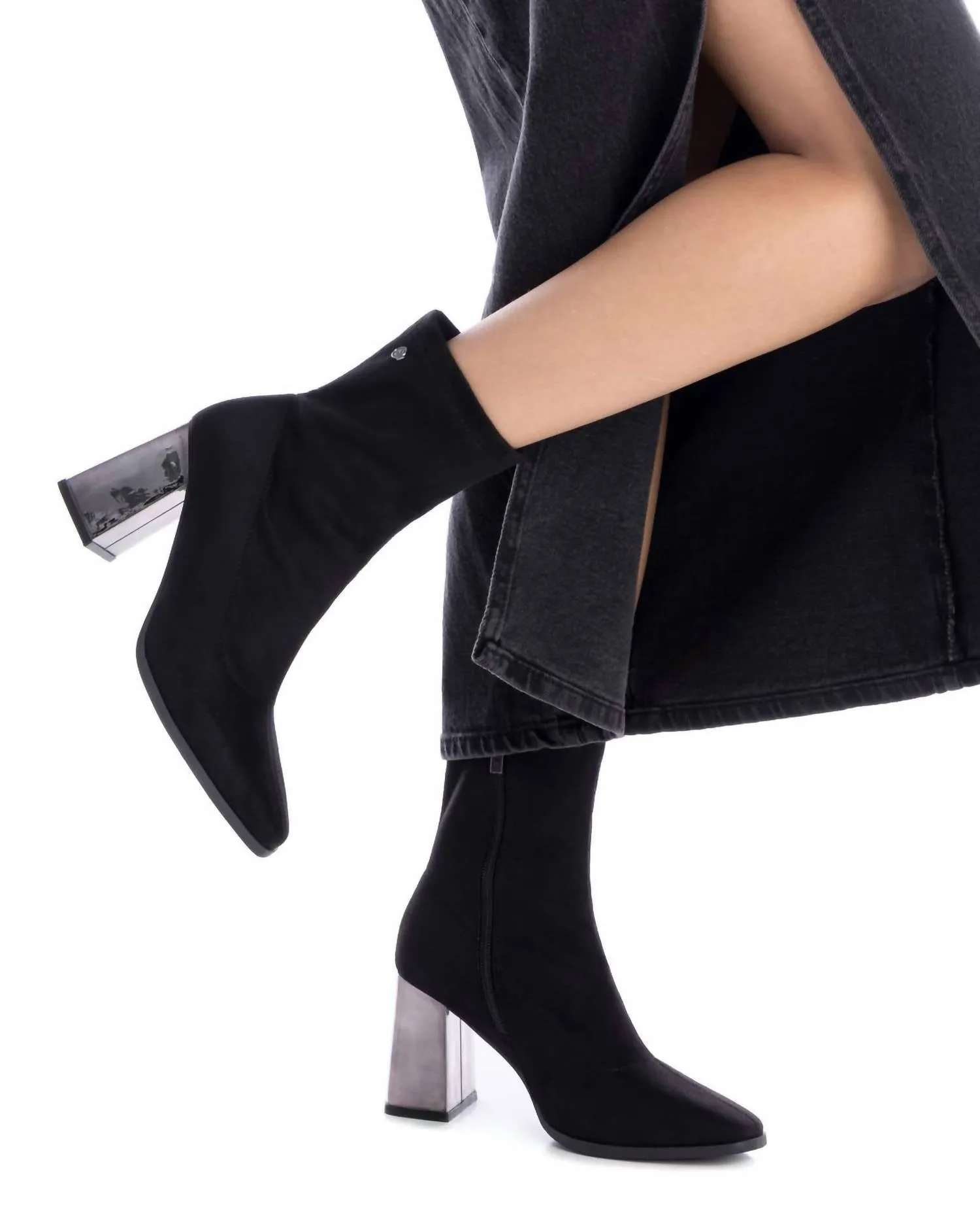 Women's Casual Suede Booties In Black