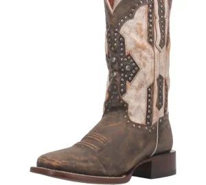 Women's Darby Western Boot In Brown/bone