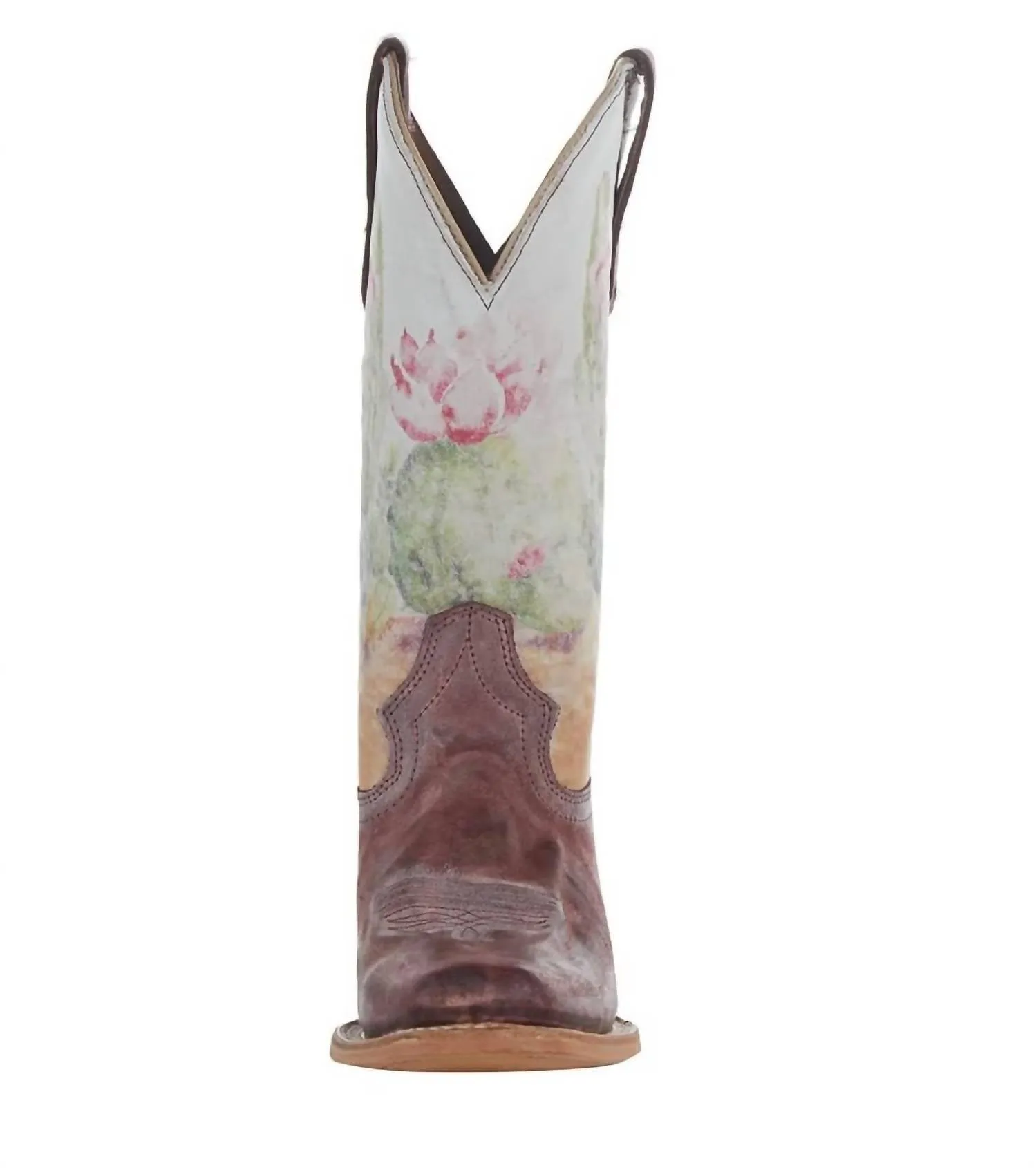 Women's Desert Stamp Square Toe Boot In Wine & Bone