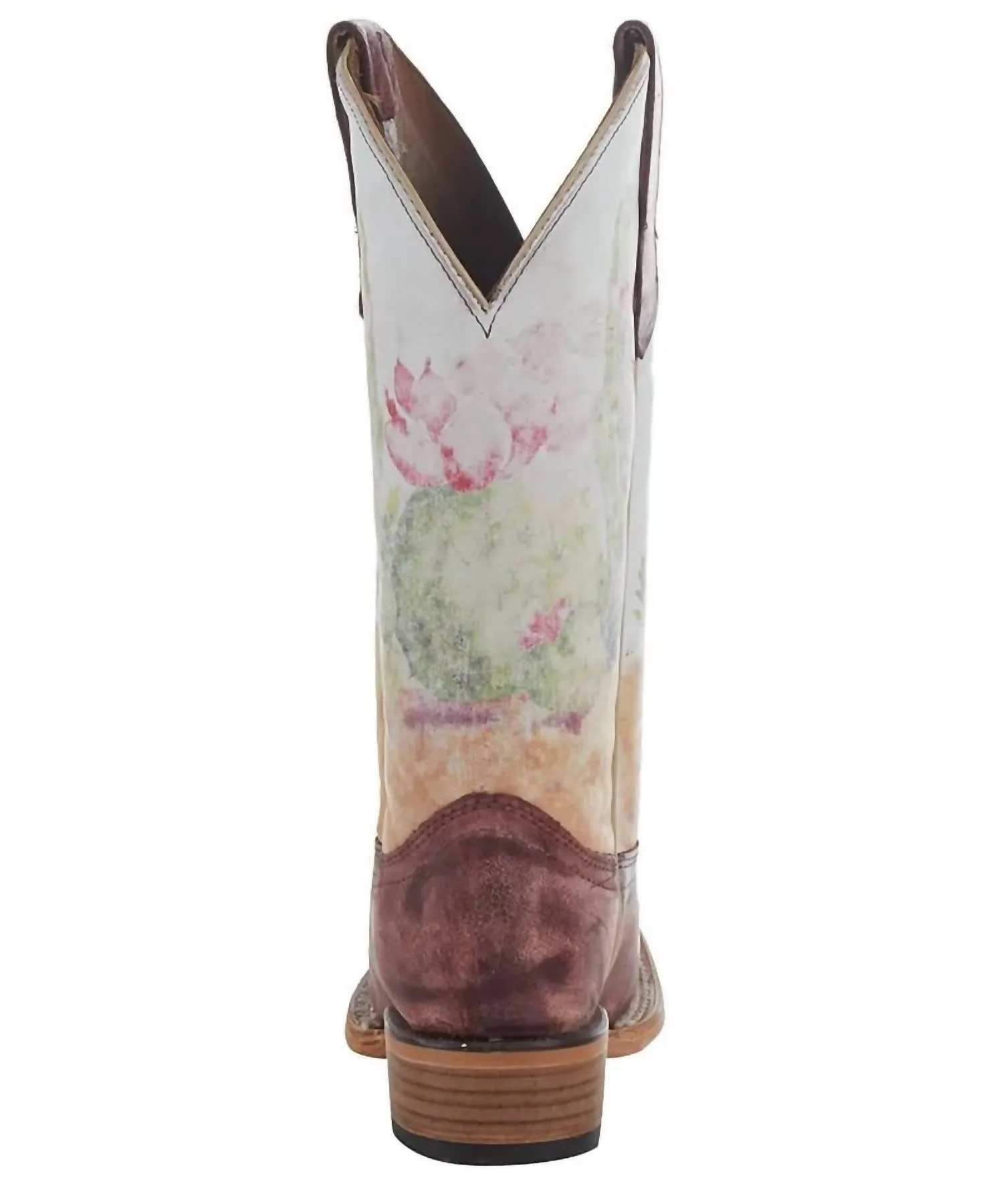 Women's Desert Stamp Square Toe Boot In Wine & Bone