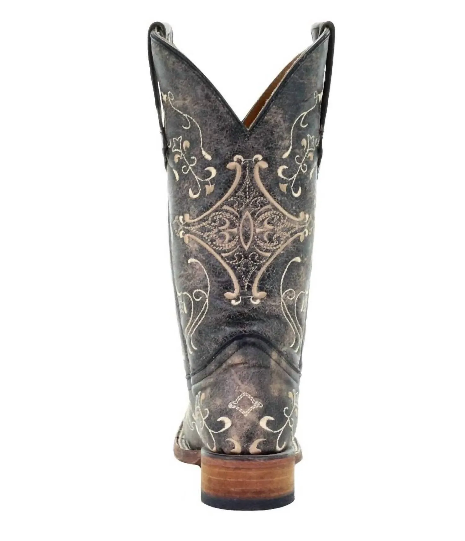 Women's Diamond Embroidered Western Boots In Distressed Black