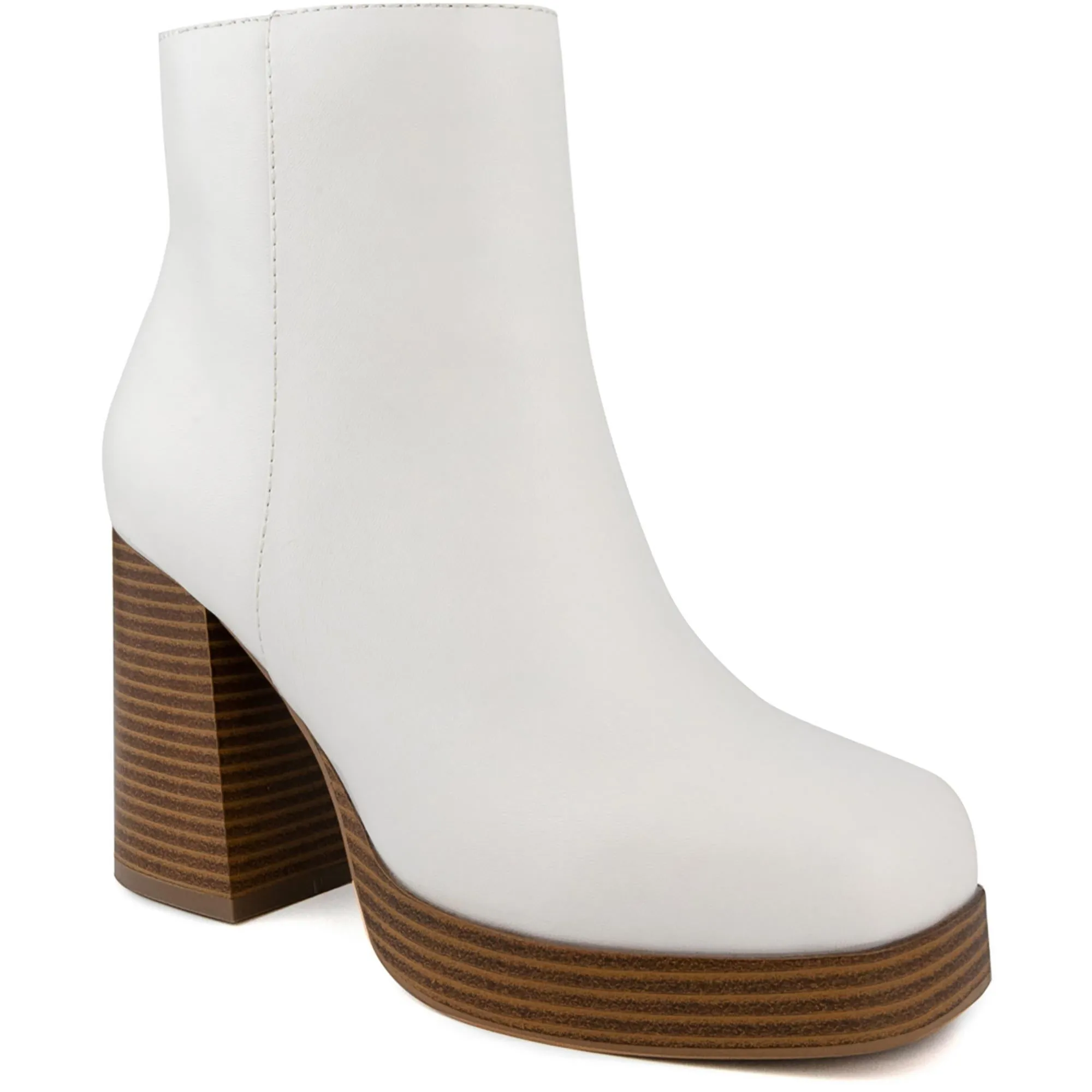 Womens Faux Leather Embossed Ankle Boots