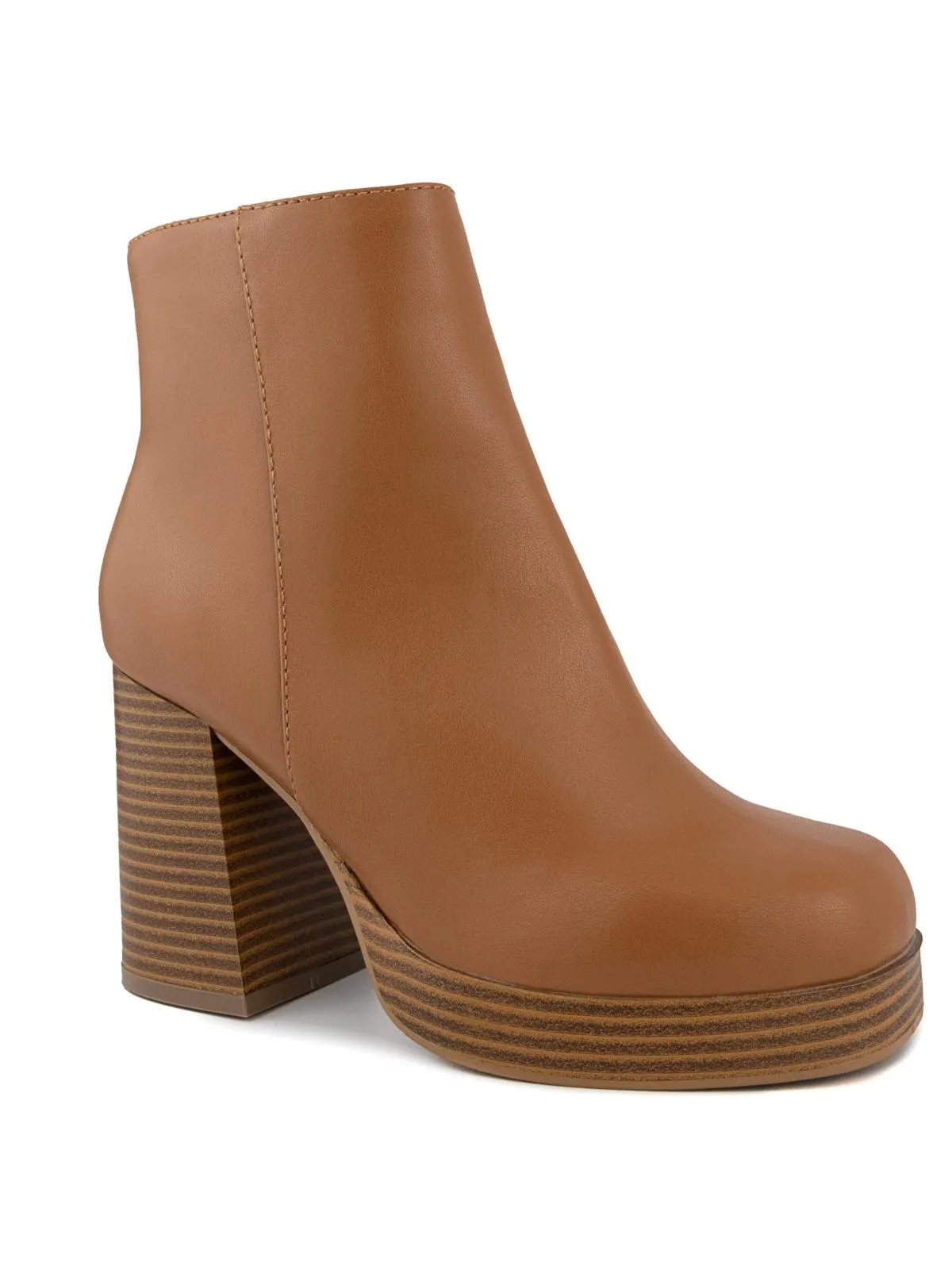 Womens Faux Leather Embossed Ankle Boots
