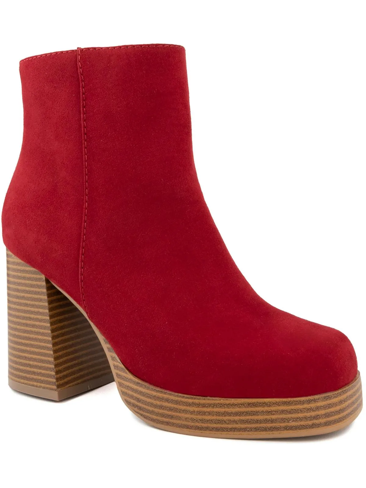 Womens Faux Leather Embossed Ankle Boots