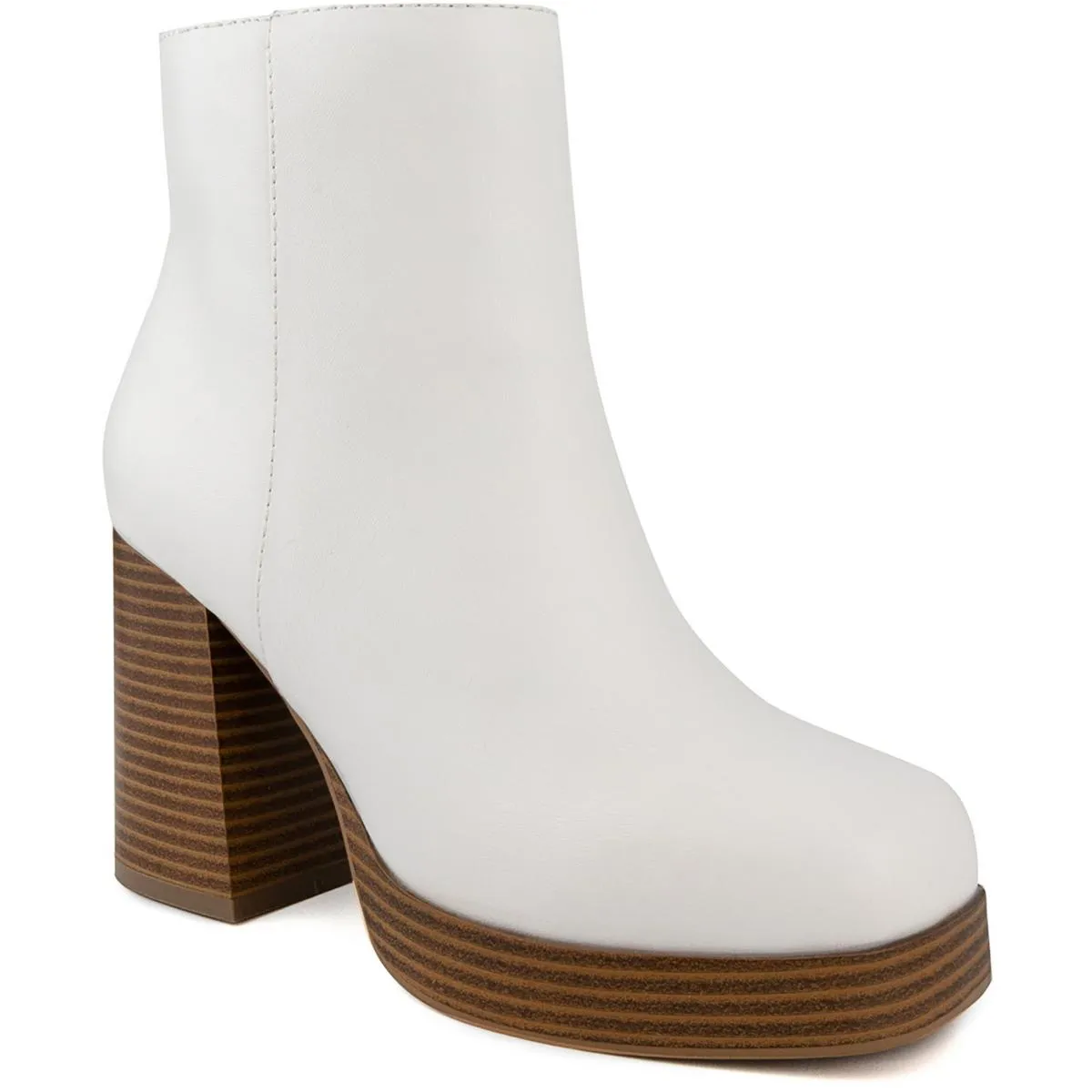 Womens Faux Leather Embossed Ankle Boots