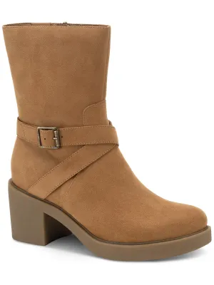 Womens Faux Leather Round Toe Booties