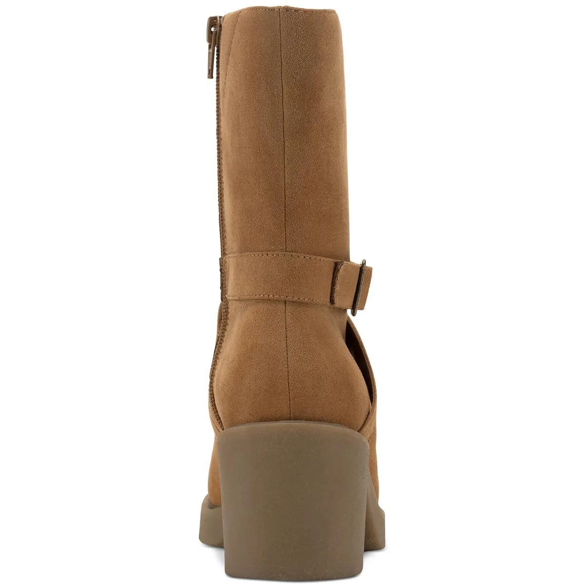Womens Faux Leather Round Toe Booties