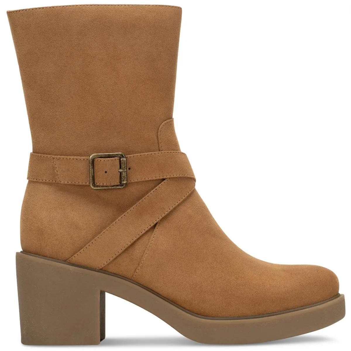 Womens Faux Leather Round Toe Booties